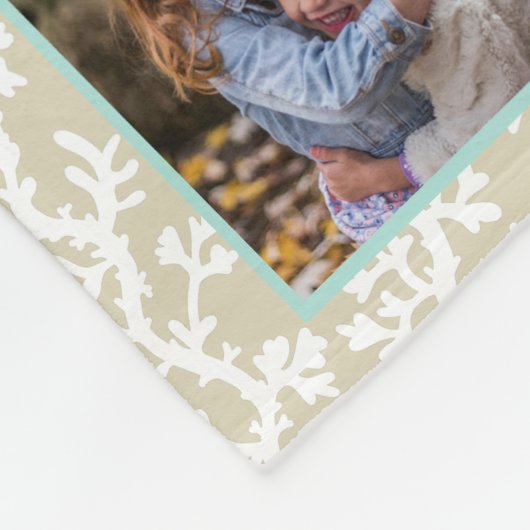 12ファミリーフォトコラージュビーチサンゴ航海の簡単 フリースブランケット (角)