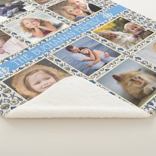 12ファミリーフォトコラージュビーチシェルズ航海の簡単 シェルパブランケット (3/4)