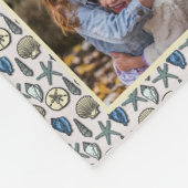 12ファミリーフォトコラージュビーチシェルズ航海の簡単 フリースブランケット (角)