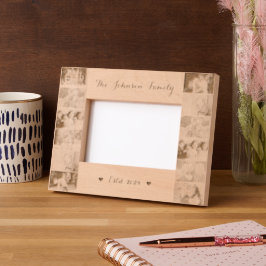 12ファミリーフォトコラージュモノグラムの木製レーザー レーザー彫刻フレーム