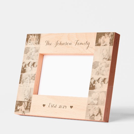 12ファミリーフォトコラージュモノグラムの木製レーザー レーザー彫刻フレーム (左)