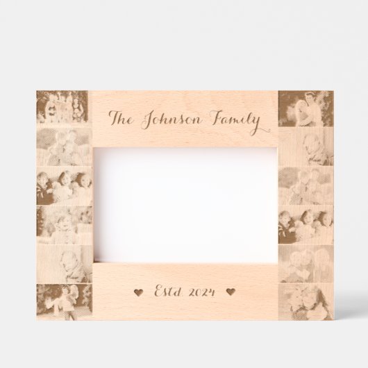 12ファミリーフォトコラージュモノグラムの木製レーザー レーザー彫刻フレーム (正面)