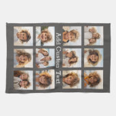 12フォトインスタグラムのコラージュとグレーの背景 キッチンタオル (横)