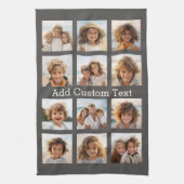 12フォトインスタグラムのコラージュとグレーの背景 キッチンタオル (縦)