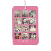 12フォトインスタグラムのコラージュとピンクの背景 カーエアーフレッシュナー (正面)