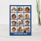 12フォトインスタグラムのコラージュと青い背景 カード (正面)