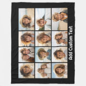 12フォトインスタグラムのコラージュと黒の背景 フリースブランケット (正面)