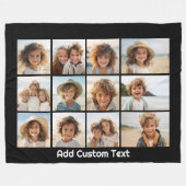 12フォトインスタグラムのコラージュと黒の背景 フリースブランケット (正面(横))