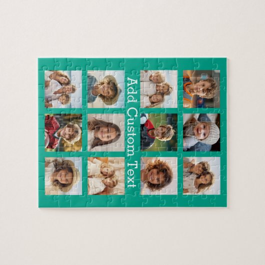 12フォトインスタグラムのコラージュ(緑) ジグソーパズル (横)