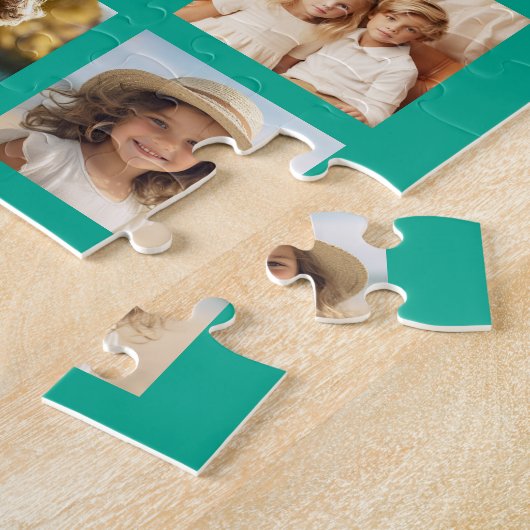 12フォトインスタグラムのコラージュ（緑） ジグソーパズル (側面)