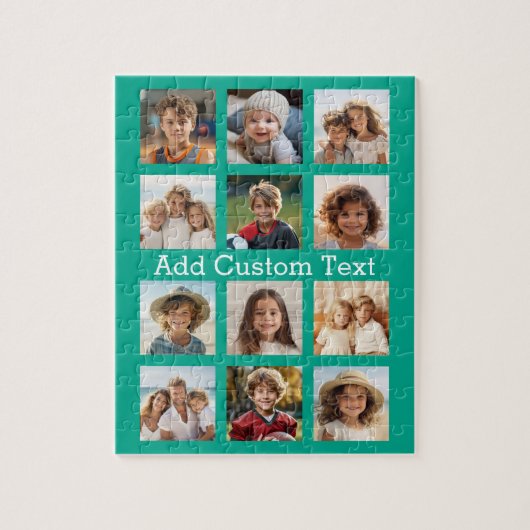 12フォトインスタグラムのコラージュ(緑) ジグソーパズル (縦)