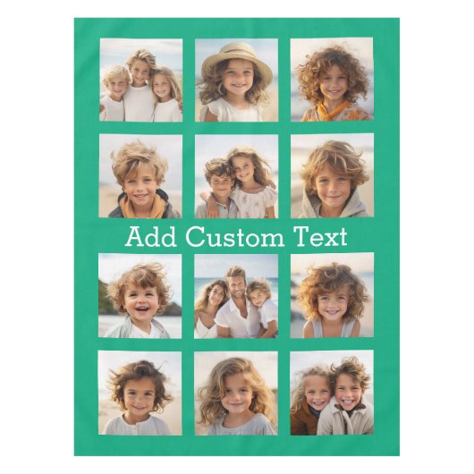 12フォトインスタグラムのコラージュ（緑） テーブルクロス (正面)