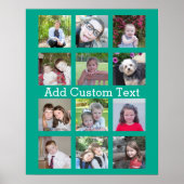 12フォトインスタグラムのコラージュ(緑) ポスター (正面)