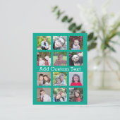 12フォトインスタグラムのコラージュ(緑) ポストカード (スタンド正面)