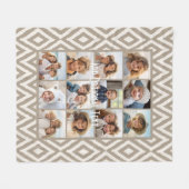 12フォトインスタグラムコラージカキイカットパターン フリースブランケット (正面(横))