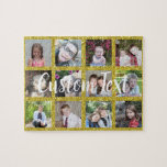 12フォトインスタグラムコラージュとフェイク金ゴールドグリッター ジグソーパズル<br><div class="desc">写真をこのお気に入りのおもしろいテンプレートに追加する。このグリッドにはInstagramの写真や任意の写真を使用できる。</div>