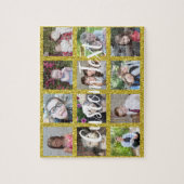 12フォトインスタグラムコラージュとフェイク金ゴールドグリッター ジグソーパズル (縦)