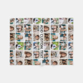 12フォトインスタグラムコラージュと文字 フリースブランケット (正面(横))
