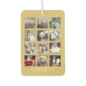 12フォトインスタグラムコラージュと金ゴールド背景 カーエアーフレッシュナー (正面)