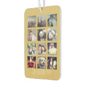 12フォトインスタグラムコラージュと金ゴールド背景 カーエアーフレッシュナー (左)