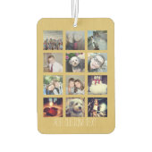 12フォトインスタグラムコラージュと金ゴールド背景 カーエアーフレッシュナー (裏面)