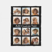 12フォトインスタグラムコラージュと黒の背景 フリースブランケット (正面)