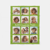 12フォトインスタグラムコラージライムグリーン背景 フリースブランケット (正面)