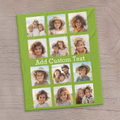 12フォトインスタグラムコラージライムグリーン背景 フリースブランケット