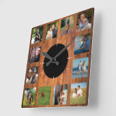 12フォトインスタグラムファミリーコラージュフェイクさくらんぼウッド スクエア壁時計 (傾斜)