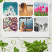 12フォトキッチンタオルテンプレートグリッド丸い枠 キッチンタオル (折り畳み)