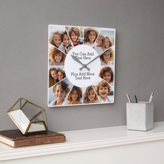 12フォトグミニマルリッドとシンプル文字スクエア壁 スクエア壁時計 (オフィス)