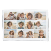 12フォトグリッドのコラージュ – 白い背景 枕カバー (正面)