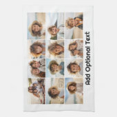 12フォトグリッドのコラージュ – 白 – モダンタイプ黒 キッチンタオル (縦)