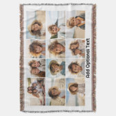 12フォトグリッドのコラージュ – 白 – モダンタイプ黒 スローブランケット (正面縦)