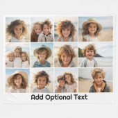 12フォトグリッドのコラージュ – 白 – モダンタイプ黒 フリースブランケット (正面(横))