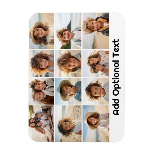 12フォトグリッドのコラージュ – 白 – モダンタイプ黒 マグネット (縦)