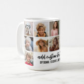 12フォトコラージグリッド – 2文字ボックス – 白黒 コーヒーマグカップ (正面左)