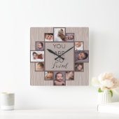 12フォトコラージュあなたはとても愛されている引用文ウッド スクエア壁時計 (ホーム)