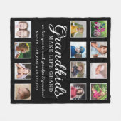 12フォトコラージュおじいちゃんメイクライフグランド引用文 フリースブランケット (正面(横))