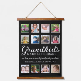 12フォトコラージュおじいちゃんメイクライフグランド引用文 吊り下げ型タペストリー