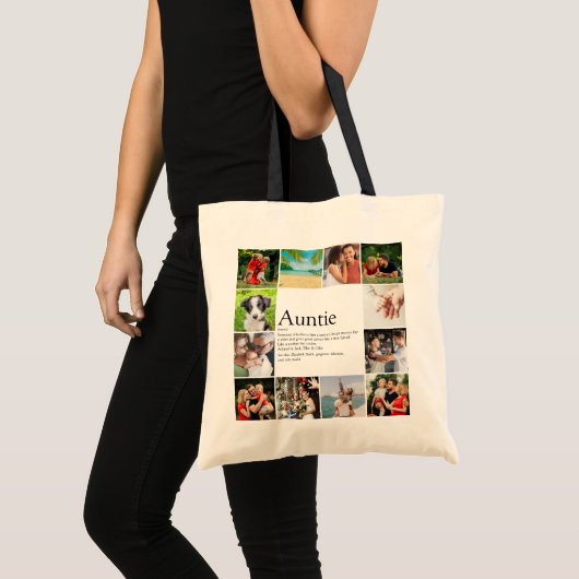 12フォトコラージュおば最高の、叔母の定義 トートバッグ (正面(商品))