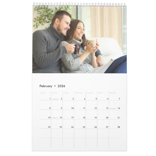 12フォトコラージュと名前をカスタムするとメッセージ カレンダー (2月 2026)
