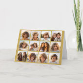 12フォトコラージュと金ゴールド背景 カード (正面)
