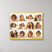 12フォトコラージュと金ゴールド背景 キャンバスプリント (正面)