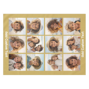 12フォトコラージュと金ゴールド背景 テーブルクロス