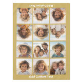 12フォトコラージュと金ゴールド背景 テーブルクロス (正面)