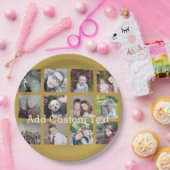 12フォトコラージュと金ゴールド背景 ペーパープレート (パーティー)