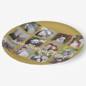 12フォトコラージュと金ゴールド背景 ペーパープレート (アングル)