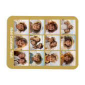 12フォトコラージュと金ゴールド背景 マグネット (横)