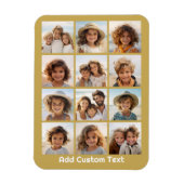 12フォトコラージュと金ゴールド背景 マグネット (縦)